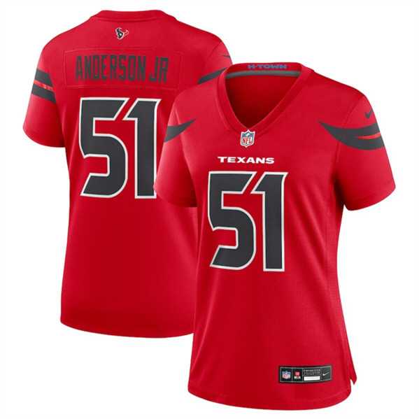 Womens Houston Texans #51 Will Anderson Jr. Red 2024 Alternate Stitched Jersey Dzhi->women nfl jersey->Women Jersey